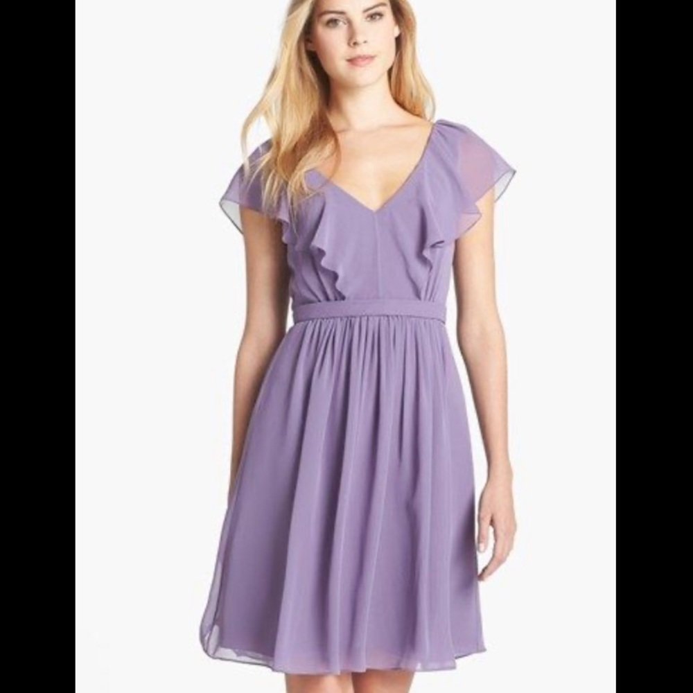 Jenny Yoo Isabel Ruffles Chiffon purple Dress